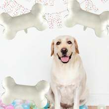 6pcs White Dog Bone-Shaped Foil Balloon For Puppy Birthday Celebrations - Perfect For Pet-Themed Parties & Photo Props, No Power Needed