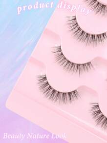 5 对/套自然长卷浓密交叉鱼尾假睫毛，带透明茎，适合日常佩戴、约会、度假、聚会、婚礼、工作 - 眼尾拉長款 - 查看 6