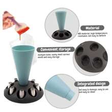 裱花袋支架，裱花袋支架，蛋糕装饰糕点工具，裱花袋支架，带 8 个喷嘴槽的裱花袋支架，蛋糕装饰套件的塑料糕点袋支架，烘焙配件 - 灰色 - 查看 6