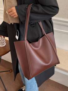 Bolso de hombro tipo tote de gran capacidad, de estilo minimalista y casual de moda