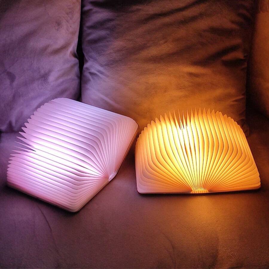 مصباح مكتب ديكوري LED قابل للشحن عبر USB، خيارات 3 ألوان/5 ألوان، مصباح كتاب خشبي، هدية عيد الحب وعيد الميلاد، هدية للصديقة، مصباح ليلي إبداعي
