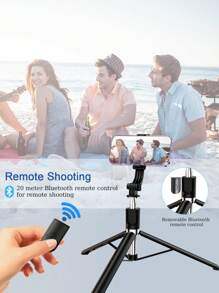 66.9" Extendable Wireless Remote Control Selfie Stick With LED Fill Light, Foldable Phone Tripod, Compatible With IOS And Android Smartphones, Suitable For Live Streaming, Makeup, Parties, Summer Vacation, Travel, Outdoor Activities - Multicolor - View 6
