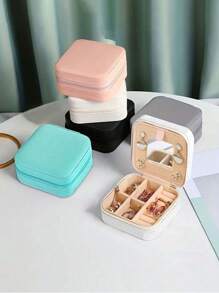 1pc Jewelry Organizer Box, Detachable Compartments Jewelry Storage Box, Ins Style Zipper Jewelry Display Tray, Suitable For Rings, Earrings, Necklaces, Lipsticks
