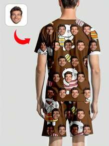 Spring New Men's Custom-Made Sleepwear, Round Neck Pullover Top And Shorts 2 Pieces Set, Minimalist Design, Comfortable Home Wear - Multicolor - View 5