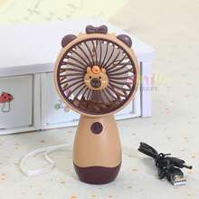 Mini portátil y adorable, con carga USB, este ventilador de escritorio con soporte es ideal para viajar. Ofrece tres niveles de velocidad del viento. Perfecto para actividades al aire libre en verano. La base del ventilador es desmontable (marrón/caqui). - Caqui - Ver 4