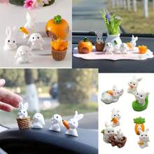 7 件装可爱白兔雕像，配胡萝卜和蘑菇装饰 - 非常适合复活节和派对餐桌装饰，塑料，适合冬季、新年 - 彩色 - 查看 5