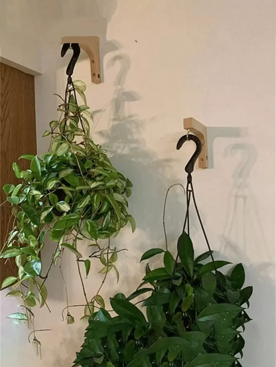 1/2 入重型木製壁掛鉤,可掛植物、花籃、燈籠、串燈與風鈴,室內外牆面裝飾,適用花園、客廳、庭院、婚禮與居家裝飾 - 棕色 - 查看 1