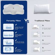 Z-HOM 2 Pack Value Bundle Cervical Neck Pillow For Sleeping, Ergonomic Contour Side Sleeper Pillows Perfect For Families, Orthopedic Pillow For Neck Relief Support, Memory Foam Pillows Back Stomach Sleepers - Gray - View 6
