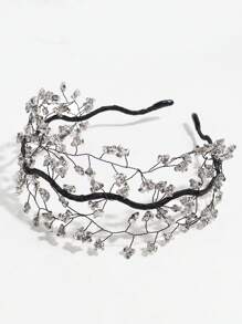 1 件女士优雅奢华手工镶钻头带，适合日常佩戴 - 灰色 - 查看 2