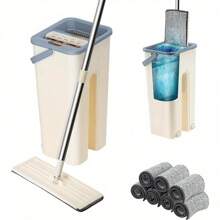 Mop And Bucket Set, With 3 Replacement Machine Washable Microfibre Mop Pads 360° Flat Squeeze Microfiber Mop And Bucket - With 3pcs Microfiber Pads - View 4