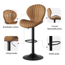 Nalupatio Modern Bar Stools Set Of 2,Adjustable Swivel Barstools,Counter Height Stool Chair With High Backrest For Dining Room - Brown - View 9