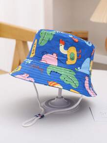 1pc Kids Bucket Hat, Boys' Cartoon Printed Sun Protection Hat For Spring
