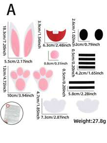 12pcs Easter Celebration Felt Door Decals - Spring Home Decoration Cute Rabbits, Eggs And Chicks Patterns | DIY Craft Kit, Includes Wall And Window Decor - Multicolor - View 3