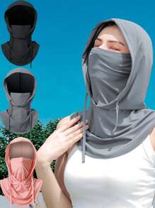 1 pièce Cagoule de protection UV en soie de glace unisexe - Cache-cou respirant sans couture et réglable, convient pour le cyclisme, la moto, la pêche, les sports de plein air - Voile de visage pour femmes, vacances, voyages - Multicolore - Voir 1