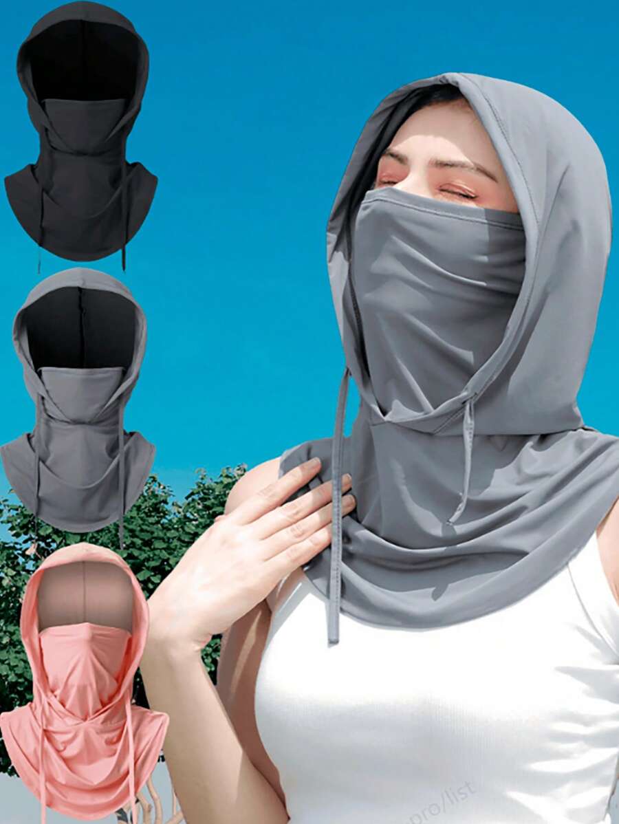 1 pièce Cagoule de protection UV en soie de glace unisexe - Cache-cou respirant sans couture et réglable, convient pour le cyclisme, la moto, la pêche, les sports de plein air - Voile de visage pour femmes, vacances, voyages - Multicolore - Voir 1