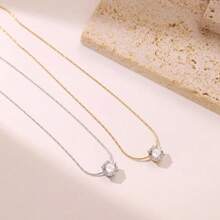 1pc Fashionable Stainless Steel Rhinestone Necklace, Versatile For Women To Wear For Daily Life Or Stylish Commuting
