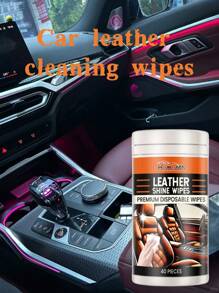 Homonth Car Leather Cleaning Wet Wipes: Automotive Interior Leather Shining Cleaning Wet Wipes For Stain Removal And Cleaning. It Can Effectively Remove Stains And Deeply Clean The Leather. Gentle And Harmless To Materials, Suitable For Various Leathers. The Powerful Formula Quickly Removes Oil Film And Stains To Restore The Leather's Cleanliness, Making Your Car Look Brand New. - Multicolor - View 2