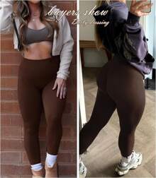 Amplify Scrunch Butt Lifting Leggings For Women Seamless Gym Workout Leggings High Waist Tummy Control Yoga Pants - Goat Brown - View 7