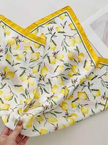 1 件女士柠檬图案时尚头巾，适合日常生活