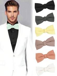 1 chiếc nơ hai lớp họa tiết kẻ sọc trơn đơn giản dành cho nam, thích hợp cho đi học, hàng ngày, công sở, tiệc tùng, vest, đám cưới - lưới - Xem 10