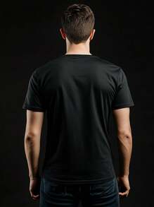Men's Summer Pure Cotton T-Shirt With Unique Patterns, Simple And Fashionable Street Style - Black - View 2