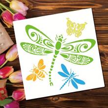 1pc Dragonfly Bee Butterfly Stencil - 11.8 Inch Large Reusable Insect Pattern Drawing Template, Plastic Material For Wall Fabric Canvas Glass Pottery Furniture Home Decor DIY Art Crafts,Back To School,School Supplies - White - View 5
