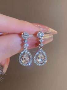 Pendientes de Moissanita de Plata de Ley 925 para Mujeres - 1CT*2 - Moissanita de Corte Pera de 5*7mm - Pendientes de Lágrima Elegantes y de Lujo - Adecuados para Bodas, Fiestas, Bailes, Uso Diario - Regalo Perfecto para Mujeres en el Día de San Valentín, Navidad, Cumpleaños - Plateado - Ver 3