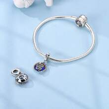 Iridescent Coiled Serpent Charm - 925 Sterling Silver Mystical Snake Pendant Fit Bracelet Necklace DIY Fine Jewelry Gift For Snake Year Born