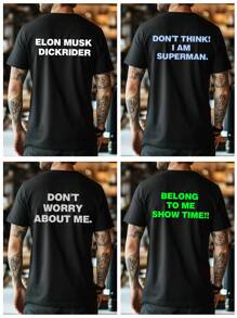 定制文字男士T恤，个性化文字/祝福语/有意义/有趣的文字，个性化字体/姓名/祝福语，圆领短袖T恤，黑色上衣，音乐节、家庭、情人节礼物、周年纪念礼物、送给好朋友的礼物、节日礼物、夏季装饰上衣，时尚达人，潮流，嘻哈，简约，轻松穿搭，简约时尚，休闲定制，独特，个性化理想礼物，送给家人、男友、朋友、孩子，嘻哈时尚 - 黑色 - 查看 2