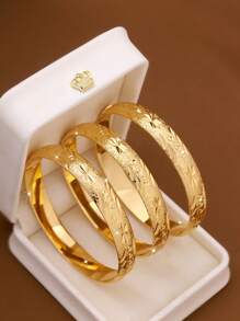 1/3/6 件套手工 24K 镀金星形和圆形手链，宽度 10 毫米，适合女性佩戴，可调节尺寸（详情请见图片），无包装 - 金色 - 查看 2