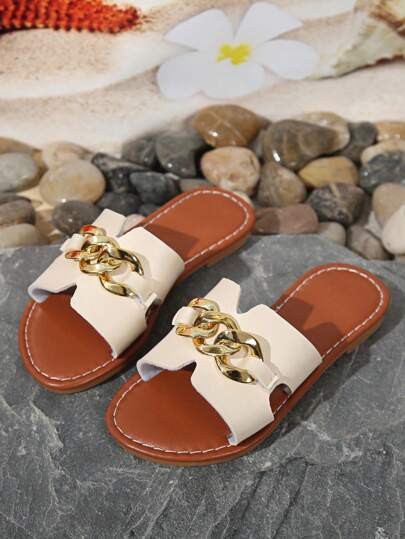 新款儿童拖鞋，时尚拖鞋，波西米亚风拖鞋，软底耐磨休闲拖鞋，金色搭扣拖鞋