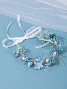 1pc Green Butterfly & Flower Design Headband, Woodland Fairy Flower Crown, Princess Birthday Holiday Gift,Wedding Hair Accessories - 綠色 - 查看 5