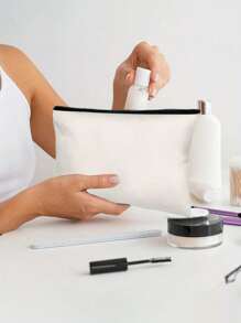 Bolsa con cremallera de lona en blanco y negro y caqui negro - Bolsa de cosméticos en blanco y negro, caqui negro, estuche para lápices, bolsa de almacenamiento pequeña para cosméticos y bricolaje, para artículos de tocador y papelería, almacenamiento de cables de datos, bolsa de lona multifuncional, bolsa escolar con graffiti pintado a mano, adecuada para el hogar, la escuela, los viajes y el almacenamiento diario