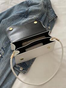 Fashionable Solid Color Asymmetrical Flip-Top Vintage Simple Elegant Shoulder Bag , Old Money , Office - White - View 8