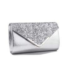 Shiny Evening Bag, Elegant Fashion Envelope Clutch Purse For Parties, Weddings, Prom Bag For Party - Silver - View 4