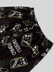 Tween Boys 2 Pieces Pajama Set With Game Console Print, Black