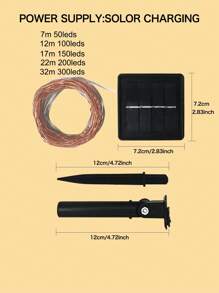 1pc Solar String Lights , Garden Solar Lights Outdoor Waterproof ,32M/22M/17M/12M/7M Solar Fairy Lights ,8-Modes LED String Lights, For Outside Garden Patio Yard Fence Christmas Tree Decoration ,Wedding, Party, Home, Lawn, And Holiday Decor (Warm White/Multicolor/White/Red/Pink/Blue)