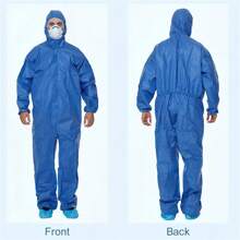 45gsm SMS Disposable Isolation Gown/Blue Reversible Isolation Gown/Non-Aseptic Surgical Gown/Elastic Knitted Cuffs/Collar And Waist With Drawstrings/Skin-Friendly And Breathable/Waterproof