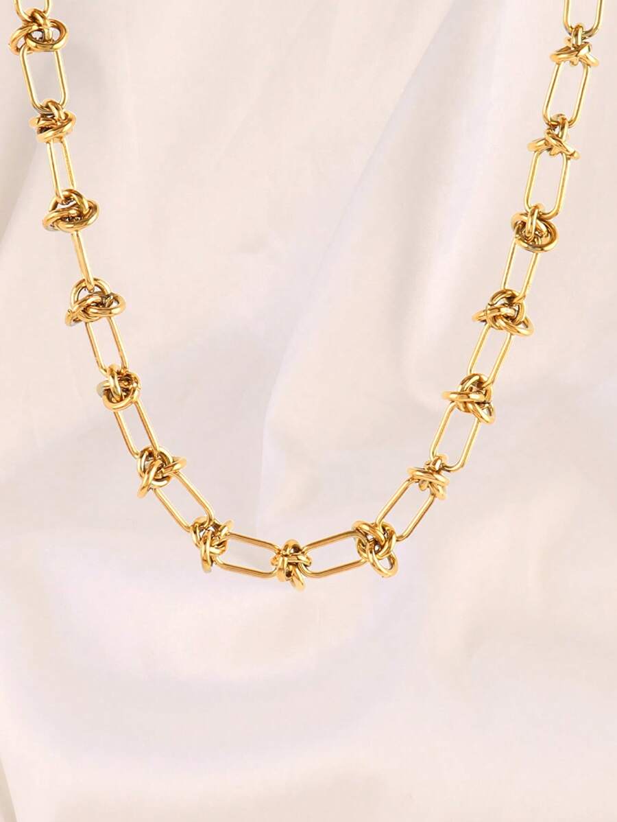 1pc Stainless Steel Asymmetric Chain Necklaces For Women Fashion Silver Gold Color Chain Necklace Men Jewelry Gift - Necklace - View 1