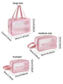 1 Pc Pvc Makeup Bag With A Small Body And Large Storage Capacity,Portable Women's Travel Transparent Waterproof Wash Bag, Storage Bag, Handbag Bag, Multi-Functional Travel Makeup Wash Bag,One Bag Is Versatile And Convenient For Daily Life, Cold Resistant, Waterproof Material, Semi Transparent Frosted Design, Beauty And Makeup Tools