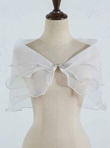 DOMIOURA 1 Pc Lace Short Sleeve Shrug Bridal Wedding Elegant Cape Summer Casual Shawl Banquet Dress Cloak