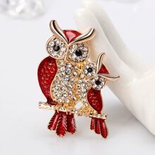 New Korean Style Drip Oil Rhinestone Brooch, Fashion Owl Brooch, Vintage Unique Lizard/Gecko Animal Brooch, Electroplated Antique Silver Animal Brooches, Suitable For Clothes, Bags And Hats, Perfect Gift For Friends - Enamel Cartoon Animal Pins For Reptile Lovers - Red - View 4