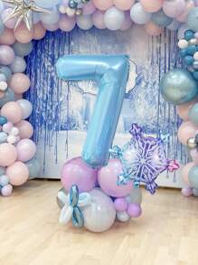 16 个/套冰雪奇缘主题生日派对装饰气球，包括 40 英寸（约 101 厘米）0-9 数字铝箔气球，浅蓝色、蓝色和紫色色调，巨型渐变雪花气球，冬季主题派对装饰 | 雪花派对装饰 | 圣诞派对装饰，圣诞节 - 彩色 - 查看 8