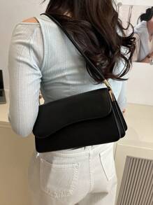 Sac à épaule asymétrique vintage simple et élégant de couleur unie