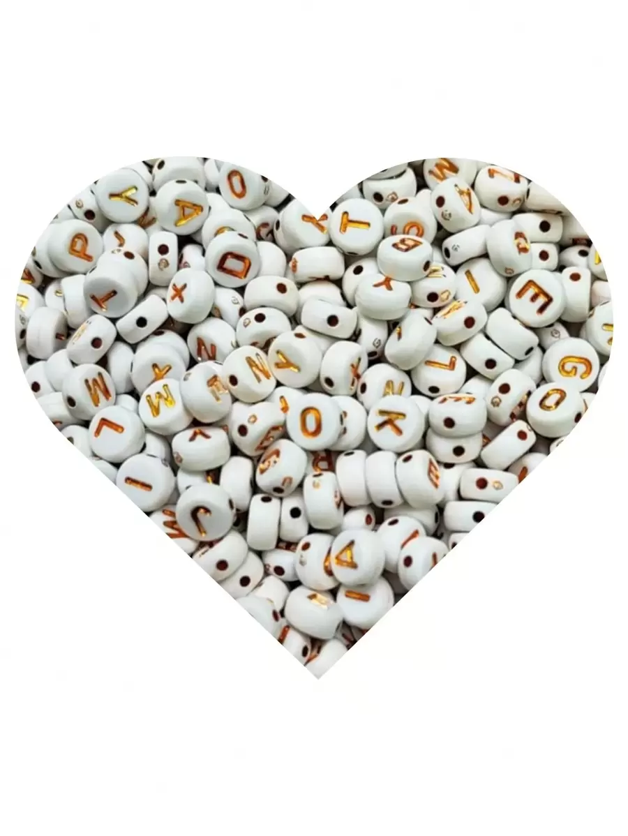 300 Beads Letters Round Alphabet Vowels And Consonants Beads Crafts Jewelry - 白色和金色 - 查看 1