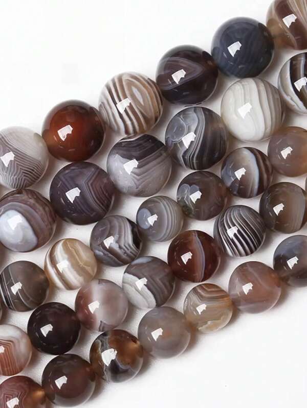 Natural Stone Beads Gray Botswana Sardonyx Agates Round Loose Beads 4 6 8 10MM 15" For Jewelry Making DIY Bracelets Accessories
