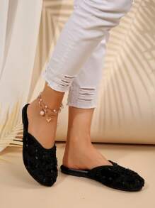 2025 New Retro Chinese Style Elegant Lady Casual Slippers, Summer Fashion - Black - View 6