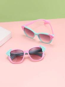 1/2 件女孩 3-8 岁波西米亚风蕾丝方形镜框时尚粉色眼镜适合节日出游和节日礼物 - 彩色 - 查看 7