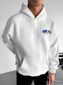 男士创意摩托车印花休闲运动通勤修身百搭字母印花长袖套头卫衣