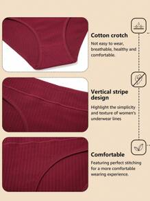 6-Pack Women's Striped Mid-Rise Comfort Briefs, Simple Style, Stretch  Breathable Panties - 彩色 - 查看 3